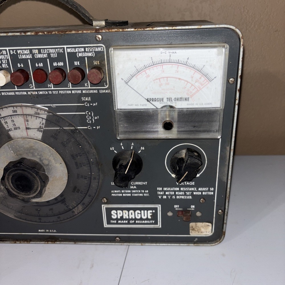 Sprague Tel-ohmike T0-6 Capacitor Analyzer Powers On Not Tested