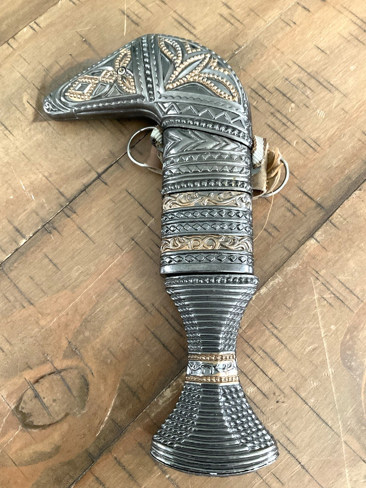 Omani Khanjar Replica Dagger - Middle Eastern Knife Silver and Gold Tone