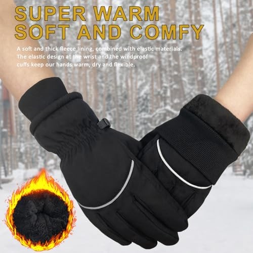 Winter Gloves for Men Women Warm Touchscreen Windproof Waterproof Medium Black