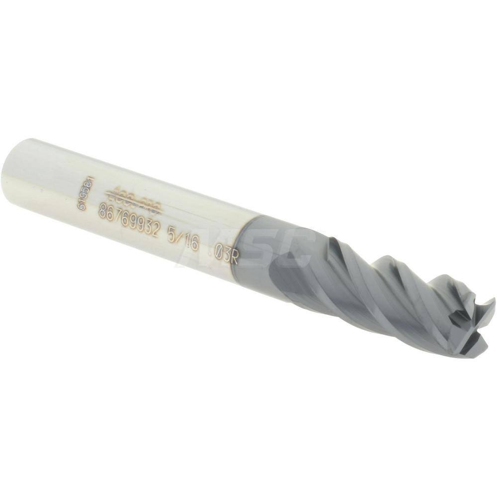 Accupro 5/16" Diam 4 Flute Single End Solid Carbide 0.03" Corner Radius End M...