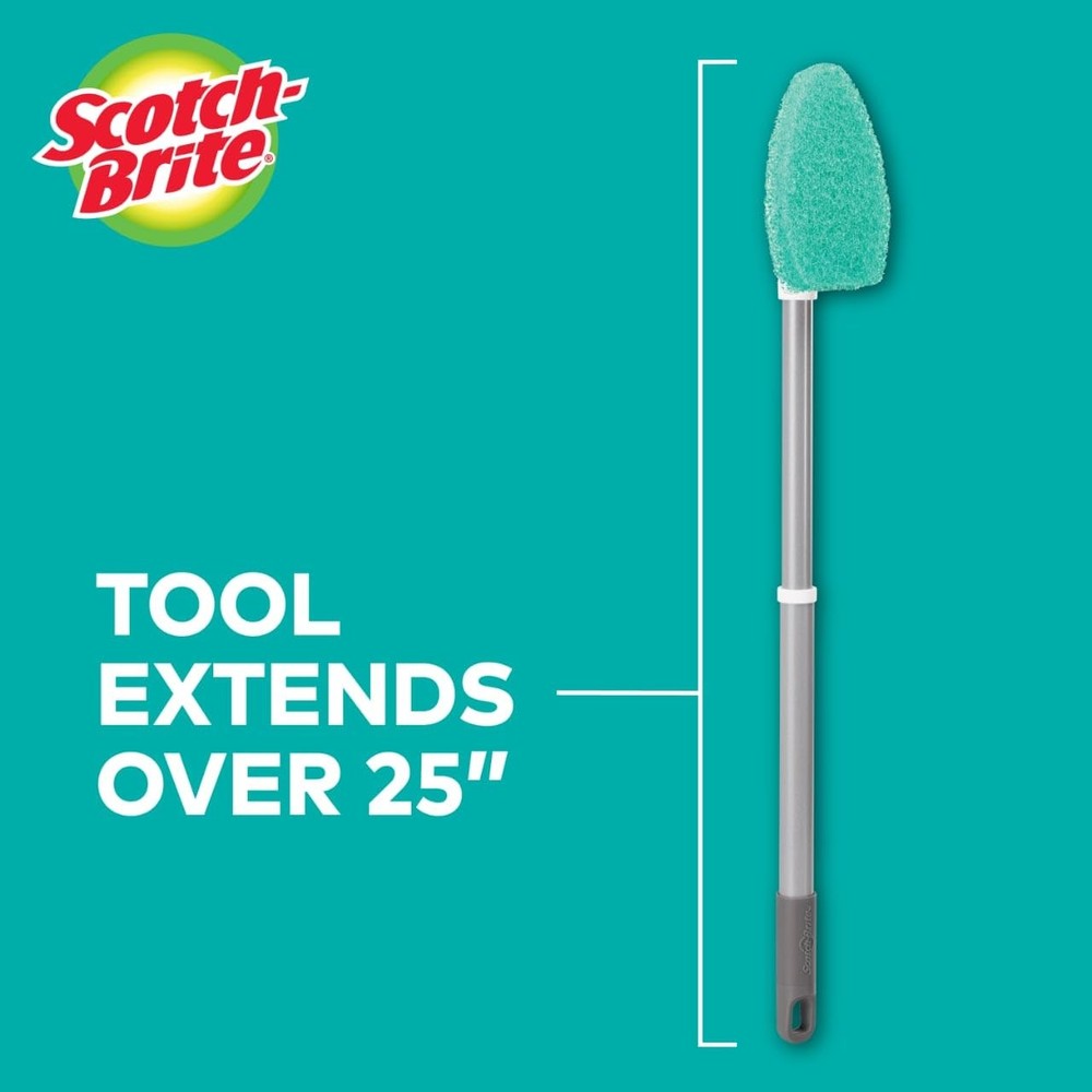Scotch-Brite Extendable Tub Tile Scrubber Kit, Includes 1 Handle and 3