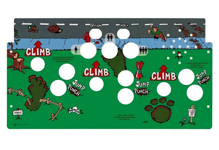 Rampage 1up Arcade CPO Control Panel Overlay - Matte Laminate