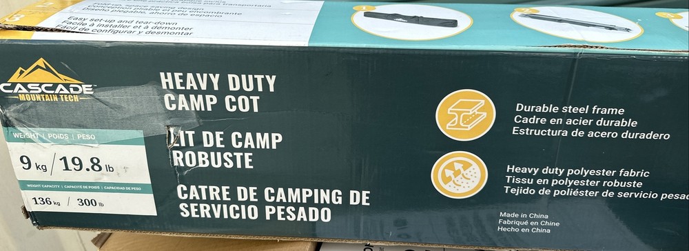 ⚡️Cascade Heavy Duty Camp Cot - 300 Pound Capacity (78x17)