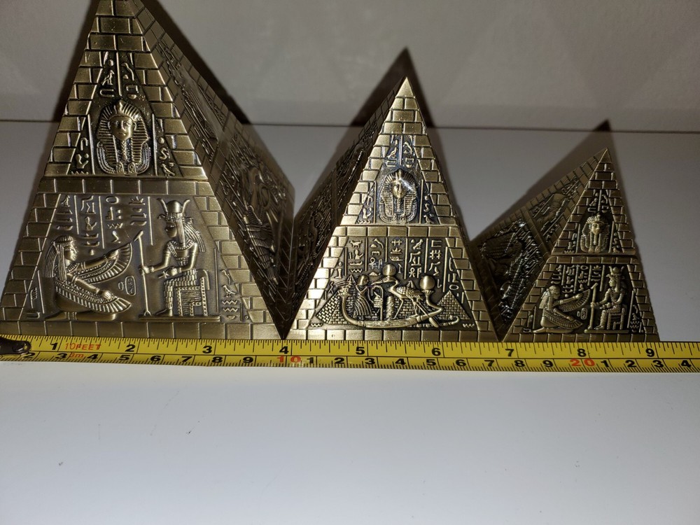 Metal Egyptian Pyramids Sculptures Set (3 Pcs)