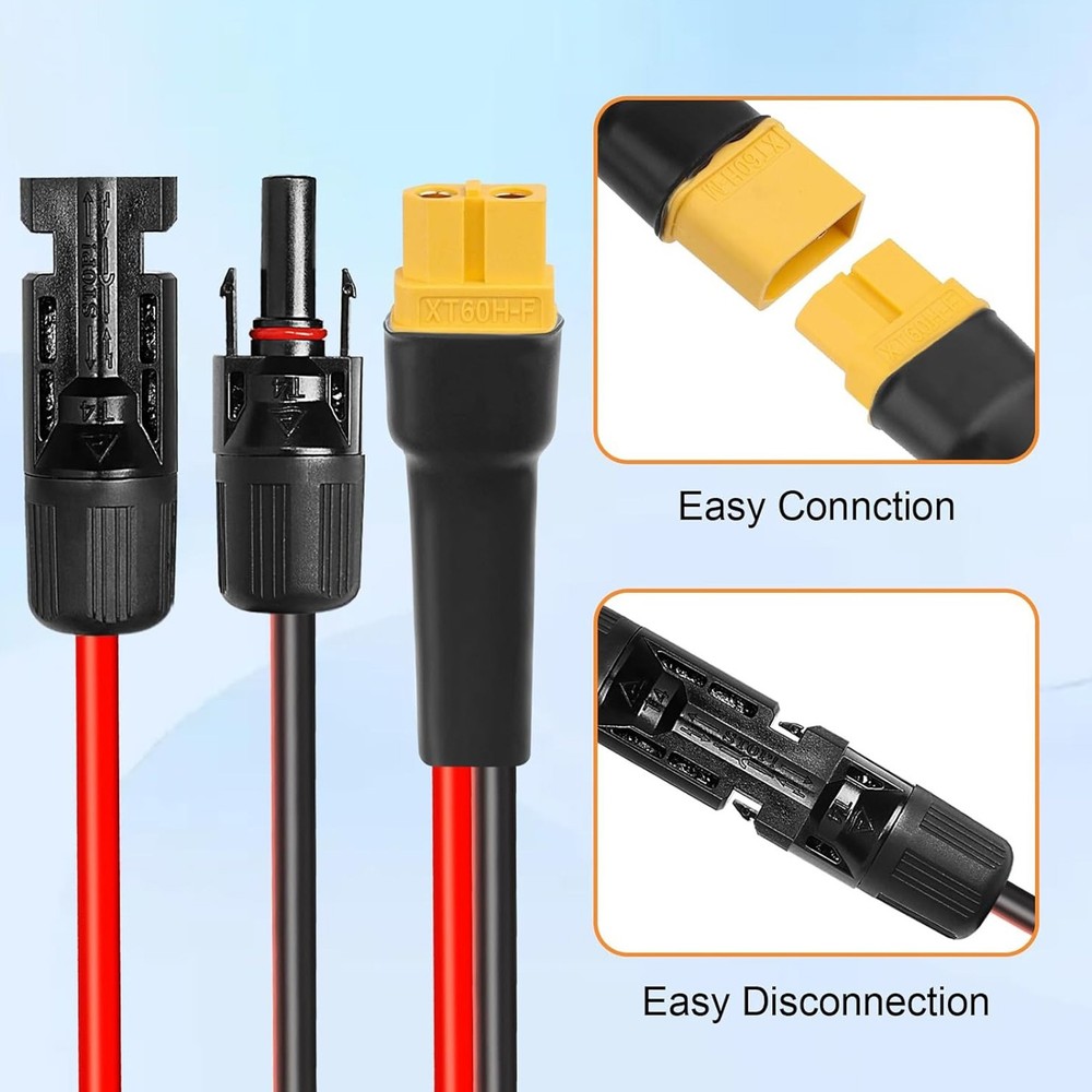Solar Panel Extension Cable Wire XT60 Female to Solar Connectors