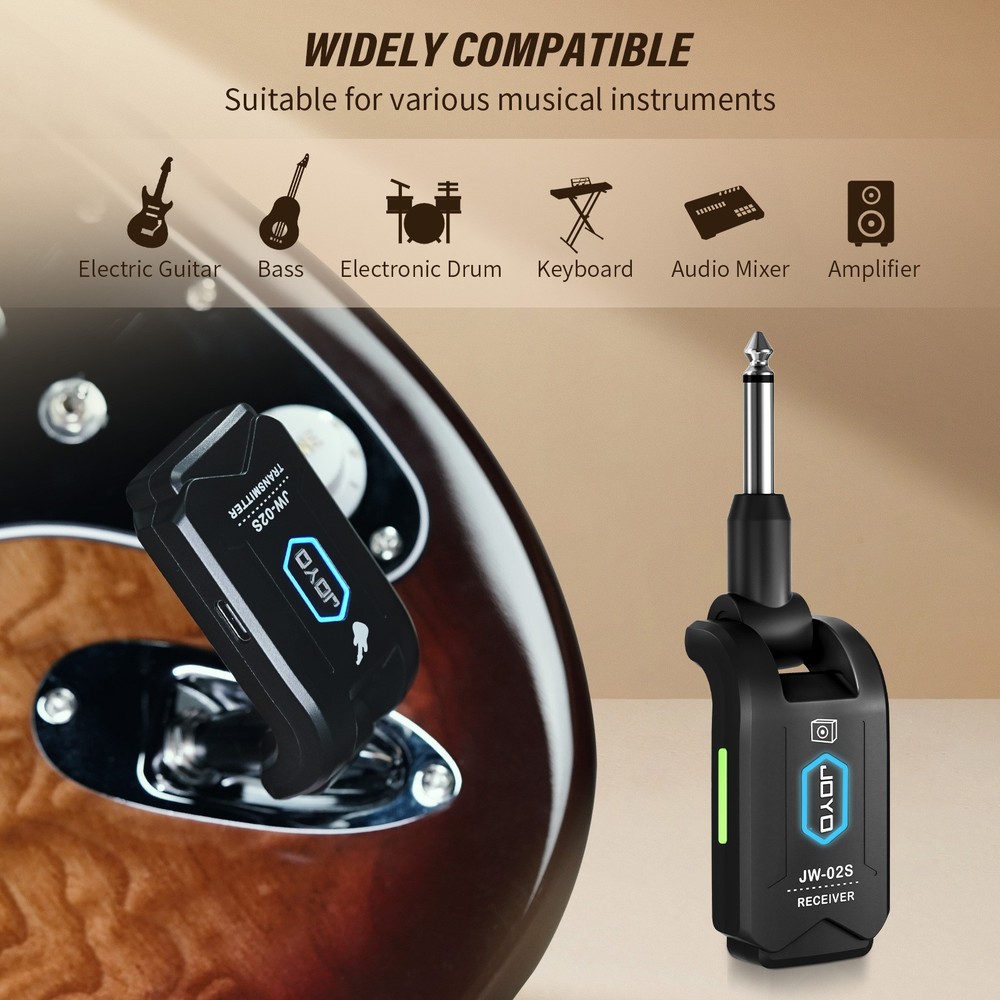 JOYO 5.8GHz Wireless Guitar System Transmitter Receiver 4 Channels Rechargeable