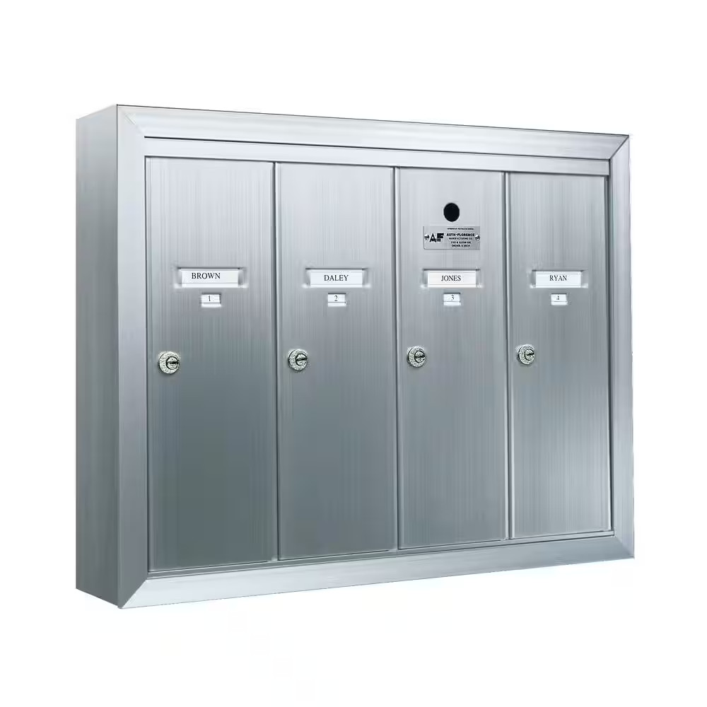 Surface Mount Vertical Mailbox with 4 Compartments in Anodized Aluminum