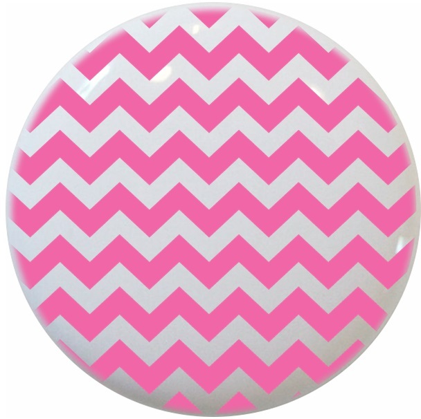 Pink White CHEVRON Design DRAWER Pull KNOB