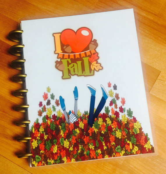 I LOVE FALL Leaves Front/Back Cover Set for use w Happy Planner