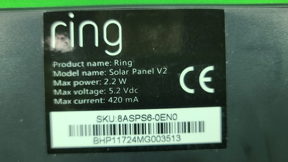 Ring Solar Panel for Stick Up Cam - Unused, New Open Box (Micro USB) Black
