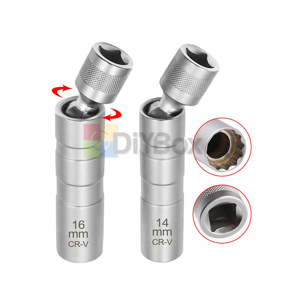 14&16mm 3/8" Drive Thin Walled Magnetic Spark Plug Socket Remover Installer Tool