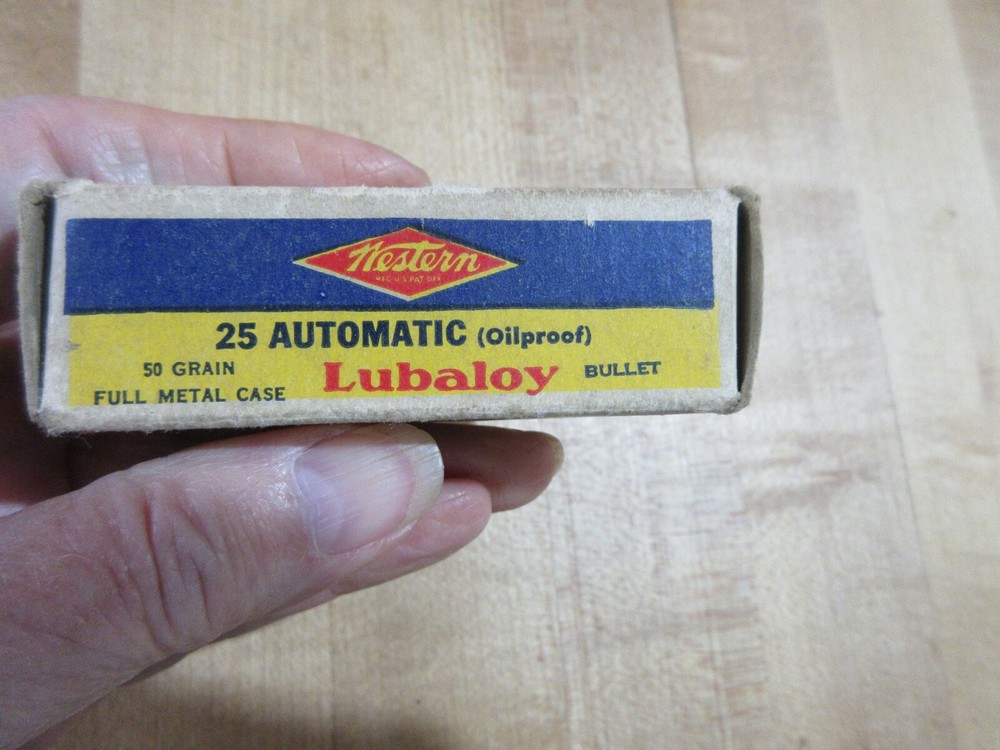 Empty Ammo Box Western 25 Automatic Lubaloy (w15) #44.