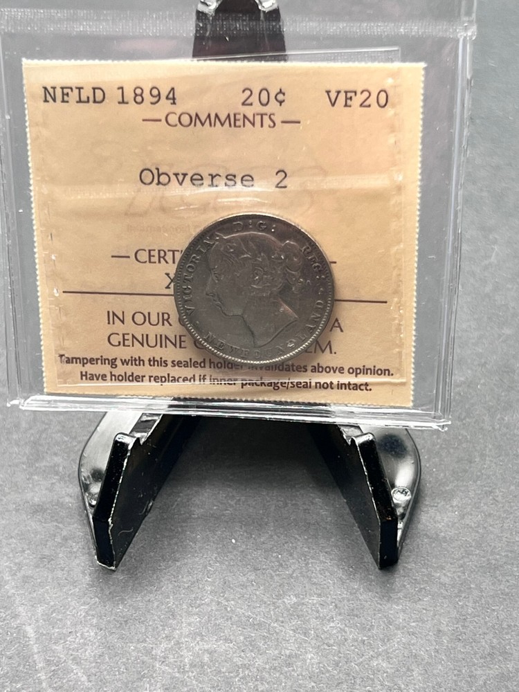 1894 NFLD 20 cent Graded ICCS VF-20