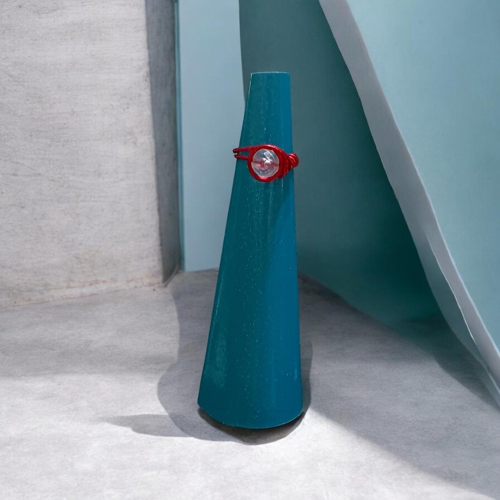 26182 Handmade Red Wire Wrapped Ring