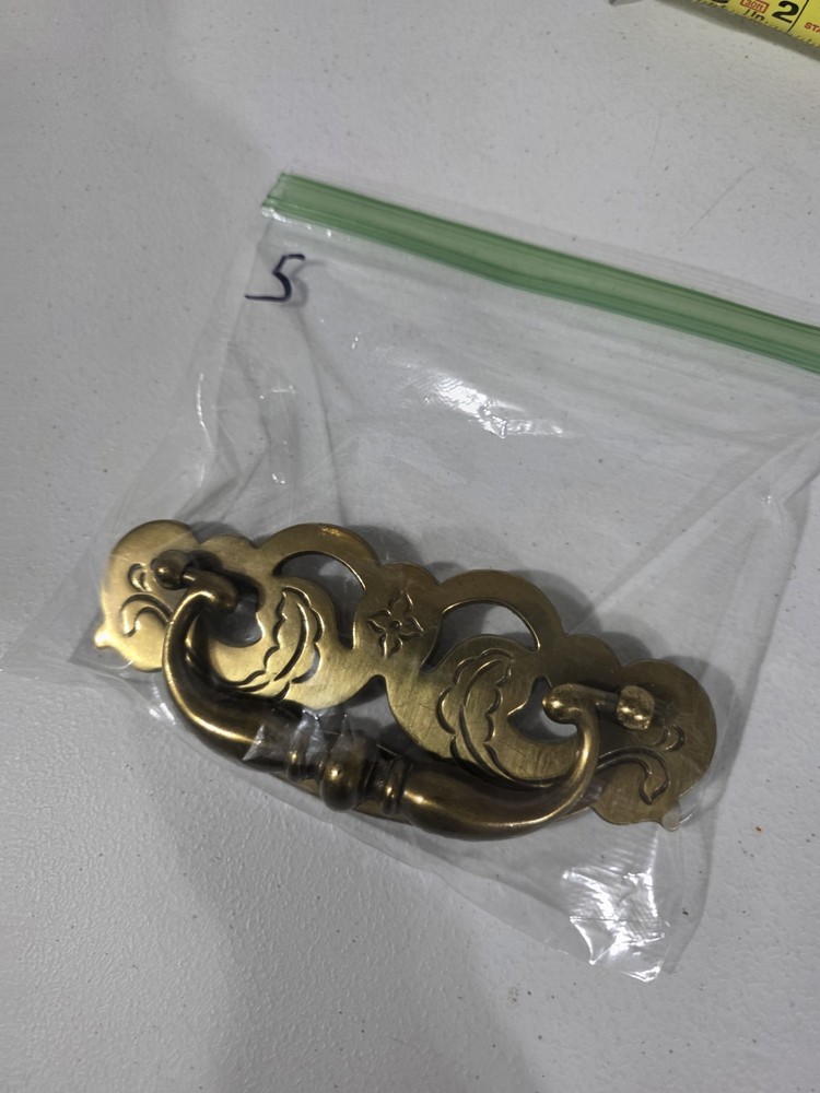 Vintage Brass Ornate Drawer Pull Bail Handle 6” Single No Screws