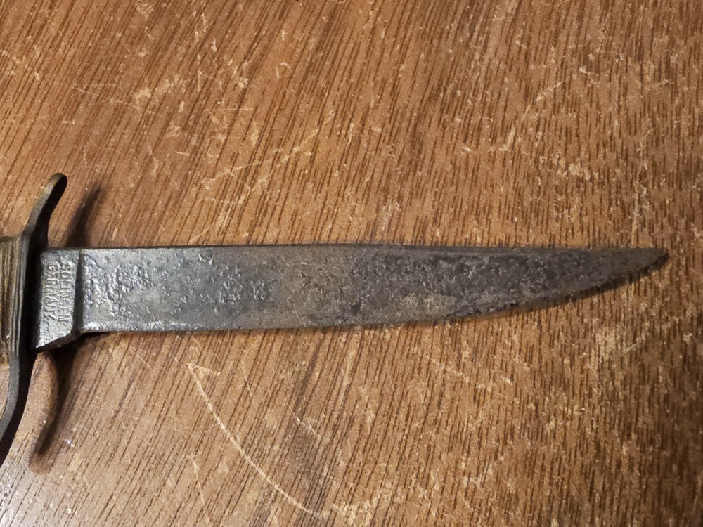 PIC Solingen Germany Stag Handle Fixed Blade Hunting Knife w/ Sheath Needs Work