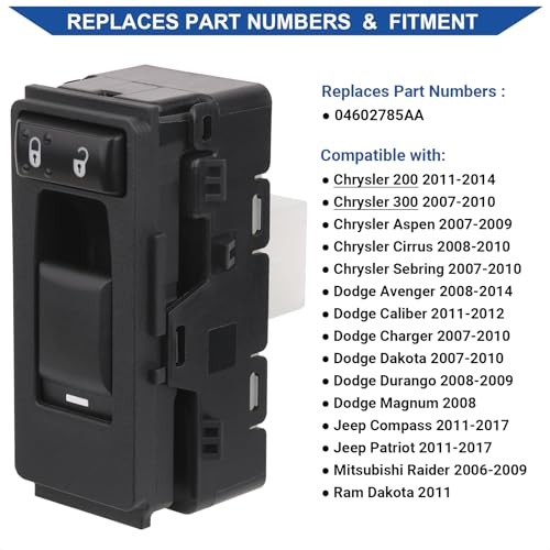 Passenger Side Window Switch Control Compatible with 2006-2017 Chrysler