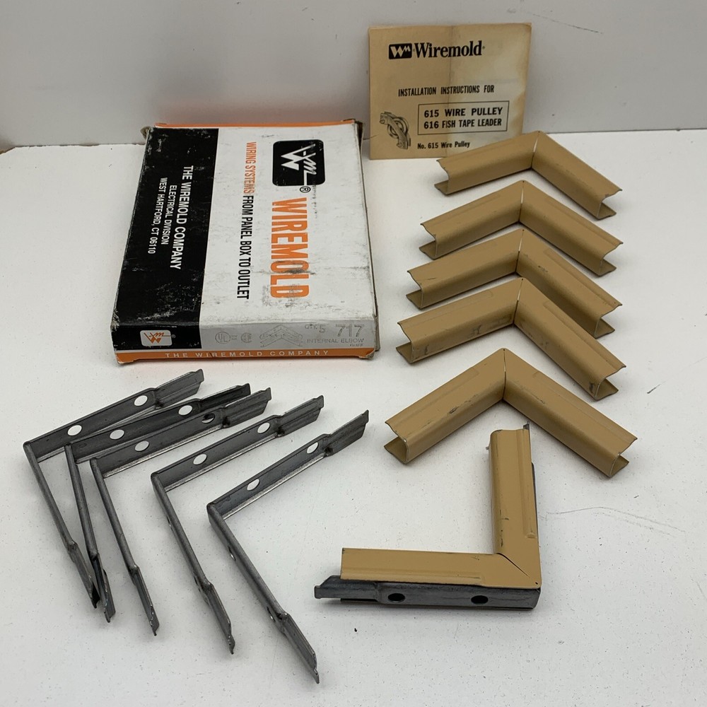 (6-Pack) Wiremold 717 Raceway Internal Elbow Fitting 90-Degree Buff, Older Style