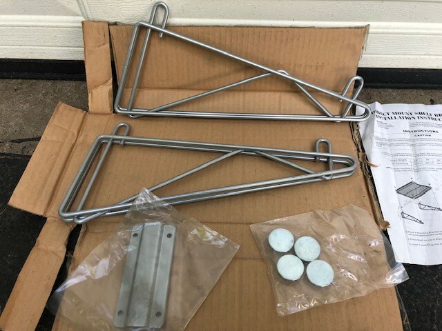 Commercial Epoxy Silver PAIR Wire Shelf Wall Bracket 14" deep Stortec # AB14EPS
