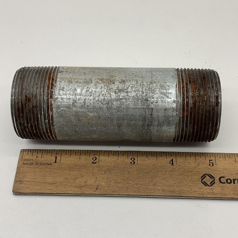 (4-Pack) 1-1/2" NPT x 5" Threaded Galvanized Steel Pipe Nipple