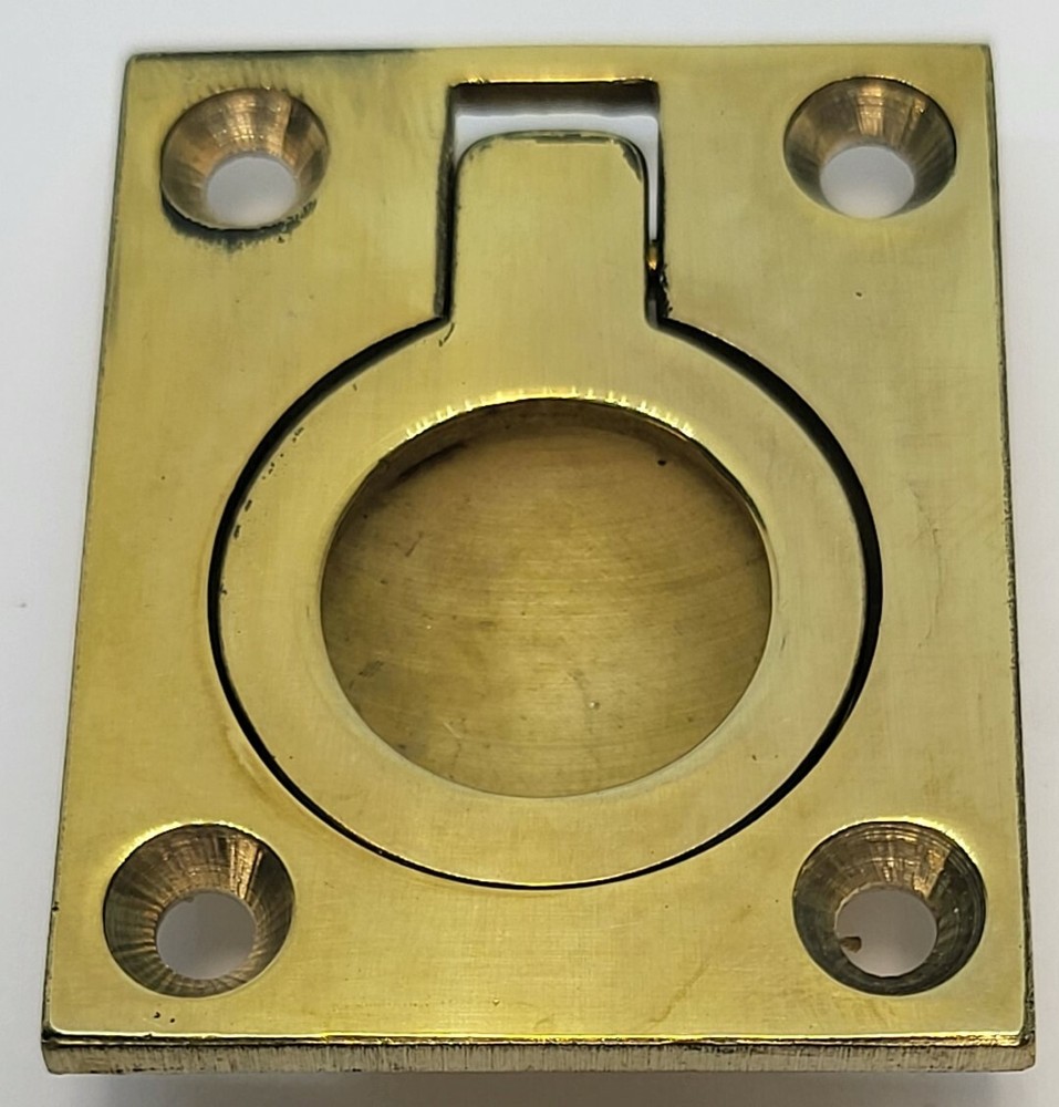 Solid Brass Flush Ring Pull modern hidden knob handle nickel mid century modern