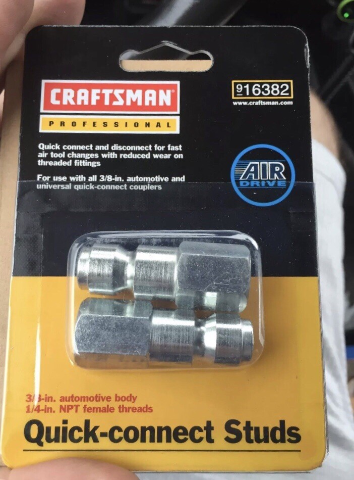 Craftsman 3 pc Set 3/8 quick connect Disconnect coupler & Stud / Nipple Air Tool