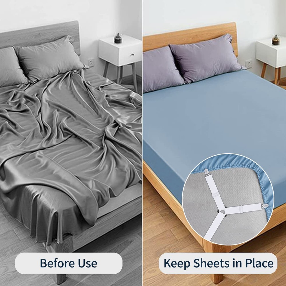 2PCS Sheet Straps Adjustable Bed Sheet Fasteners Non Slip Clips