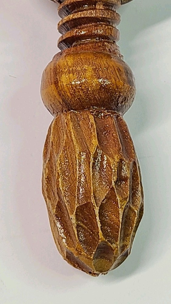Vintage Carved Wooden Walnut Corkscrew-Style Nutcracker
