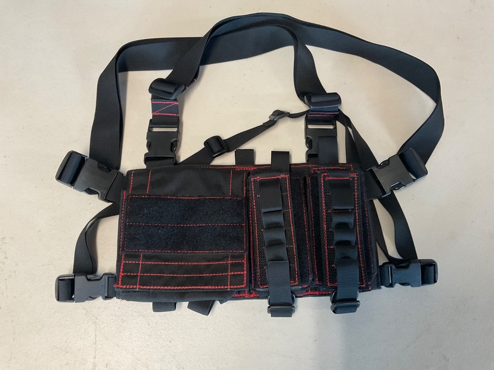 S.O.E. tactical gear 12 guage micro rig , complete set . new black / red thread