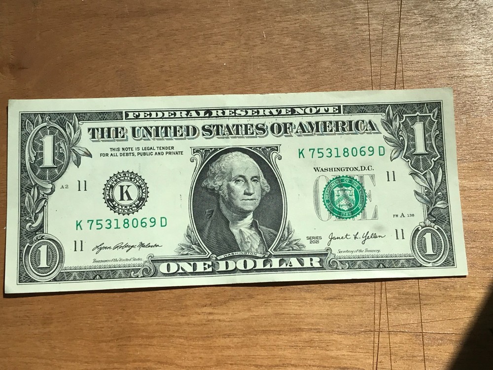 2021 -$1 One Dollar Bill MISALIGNED ERROR/MISCUT