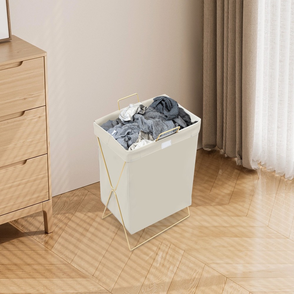 Large Laundry Hamper Collapsible X-Frame Laundry Basket w/Lid