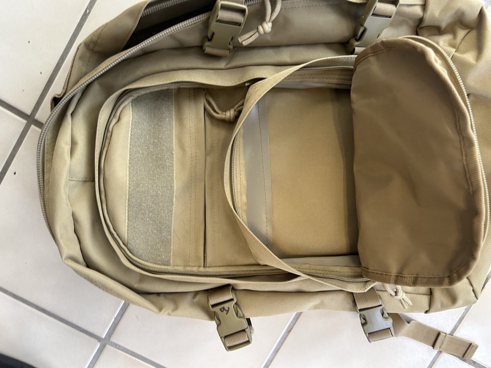 HIGHLAND TACTICAL Tan Tactical Backpack MOLLE Webbing Adjustable Straps