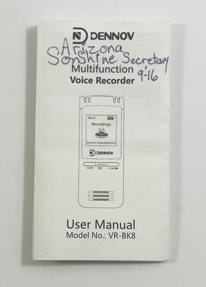 Dennov Digital Multifunction Voice Recorder - Black Model No: VR-BK8