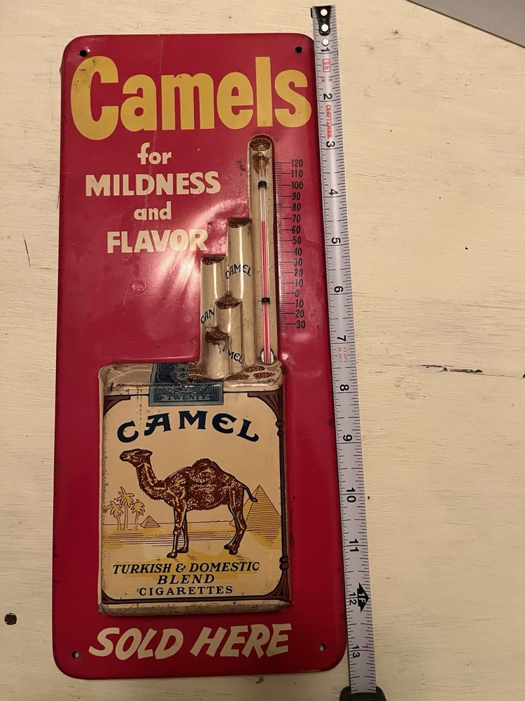 Original CAMEL Cigarettes Thermometer Advertising Sign