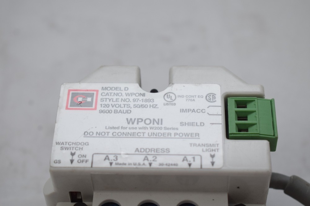 Eaton WPONI Freedom NEMA network interface module, 9600 baud 97-1893 Model D 120