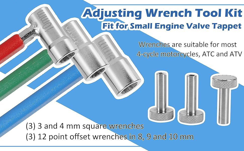 Small Engine Valve Tappet Adjusting Wrench Tool Kit for Motorcycles ATVs & ATCs