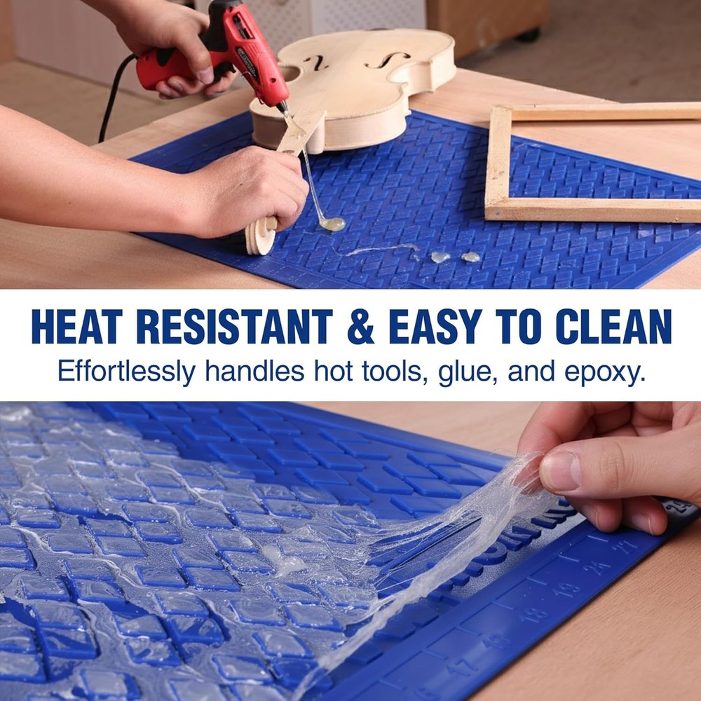 WORKPRO 2PC Silicone Workbench Pad Protector Glue Mat Non-Stick Measurement Grid