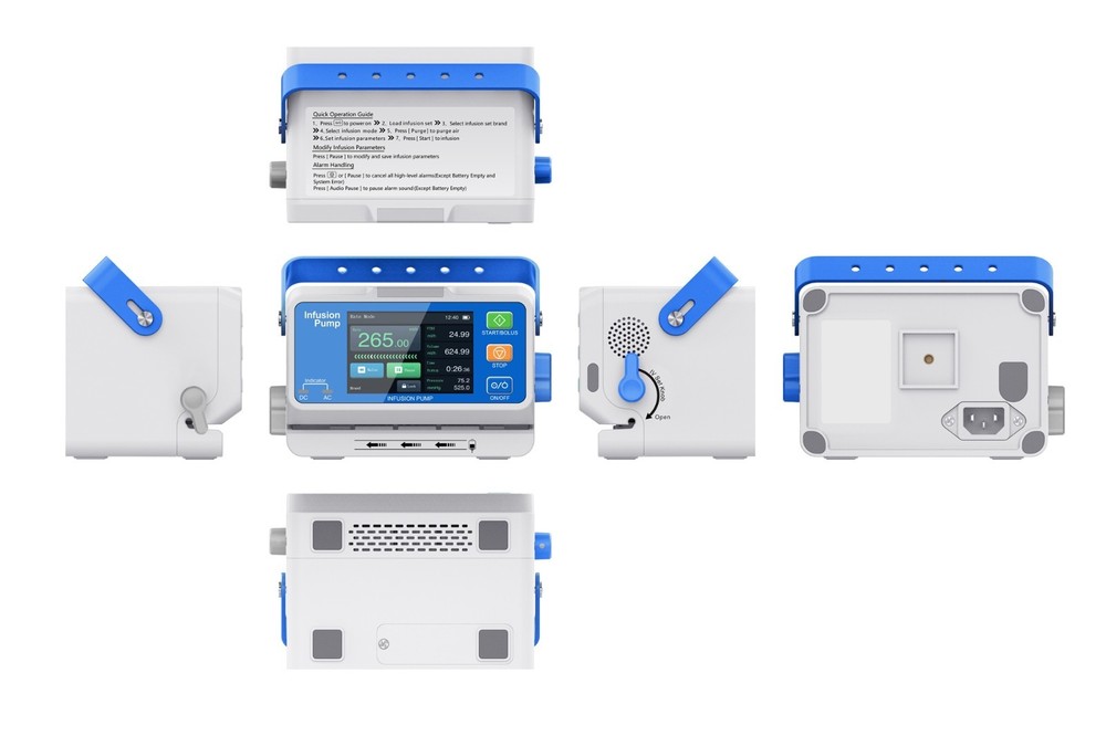 Infusion pump with touchscreen, dual CPU, multi-mode operation, waterproof