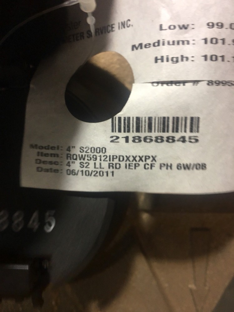 Elster 4” S2000 Meter Direct Reading Cubic Feet