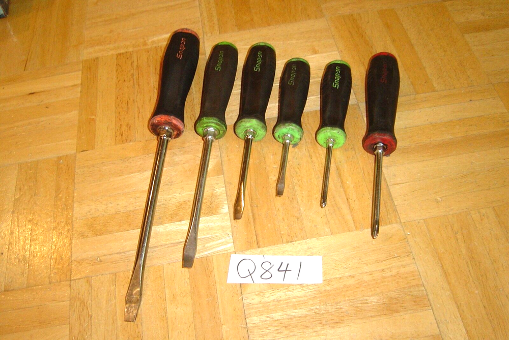 SNAP-ON TOOLS 6 PIECE GREEN & ORANGE SOFT GRIP HANDLE SCREWDRIVER SET