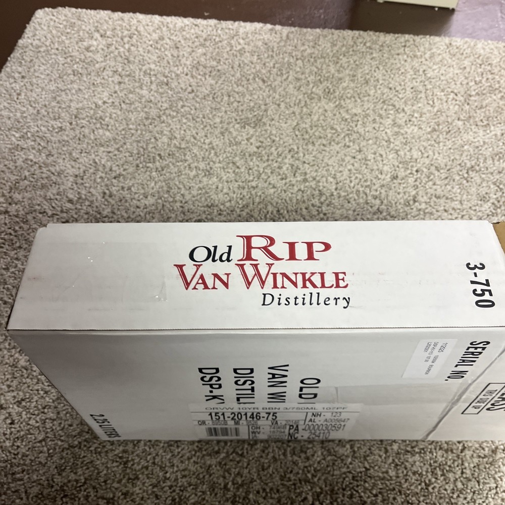 Collectible Empty Box Old Rip Van Winkle 10 year bourbon