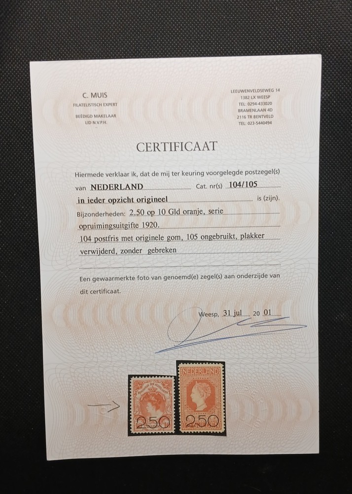 Netherlands 1920 SC#104 MNH Cert