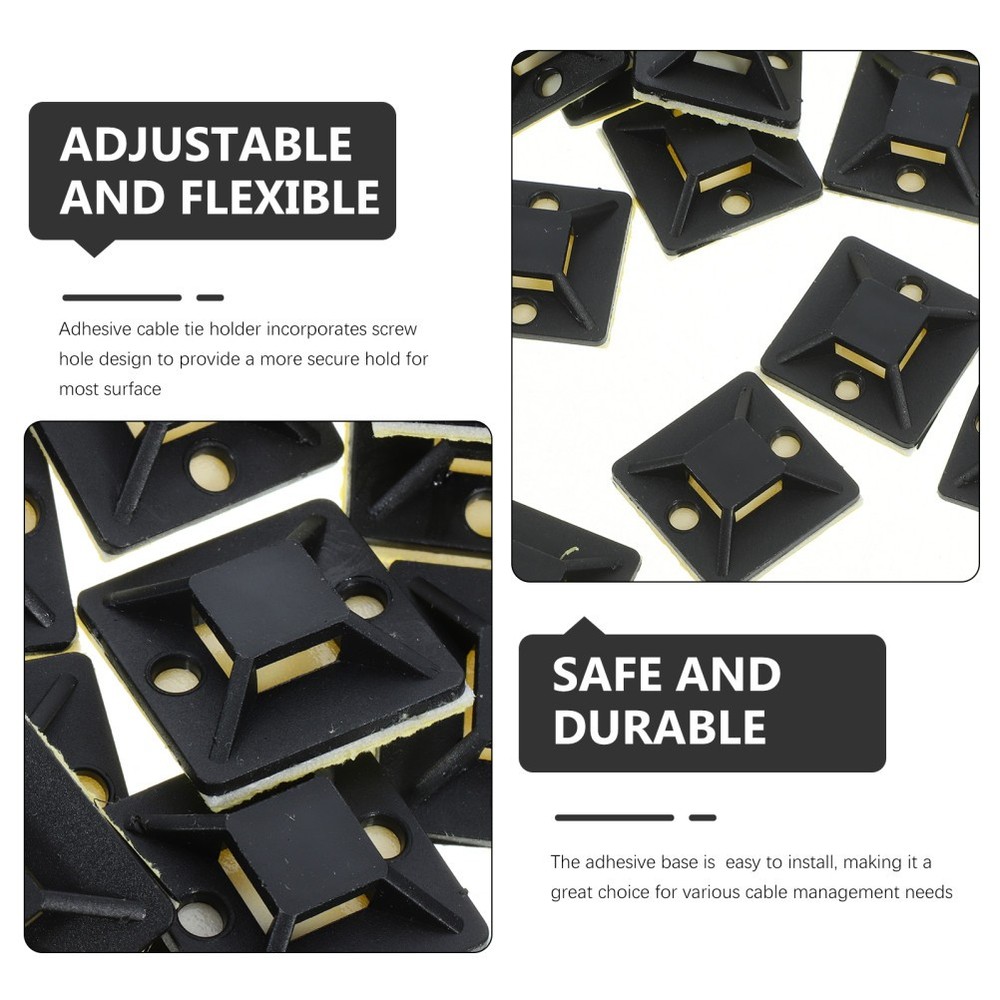 100 Pcs Self Adhesive Wire Organizer Zip Tie Mount Cable Fixing Clip
