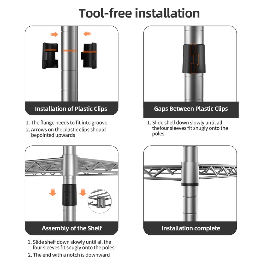 4 Tier Shelf Adjustable Storage Shelf Wire Shelving 400LBS Load Capacity Meta...