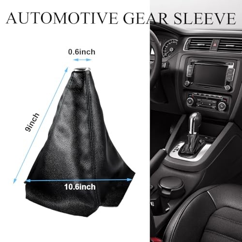 Car Shift Knob Dust Cover, Auto Gear Shift Knob Boot, Dust-Proof Leather, Black