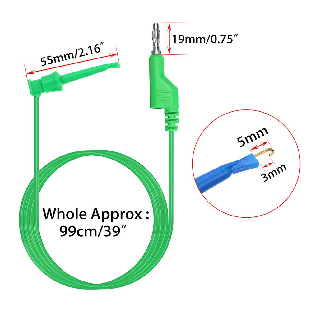 39 Inch Multimeter Test Lead Set - 5 Pcs Stackable Banana Plug to Test Hook Wire