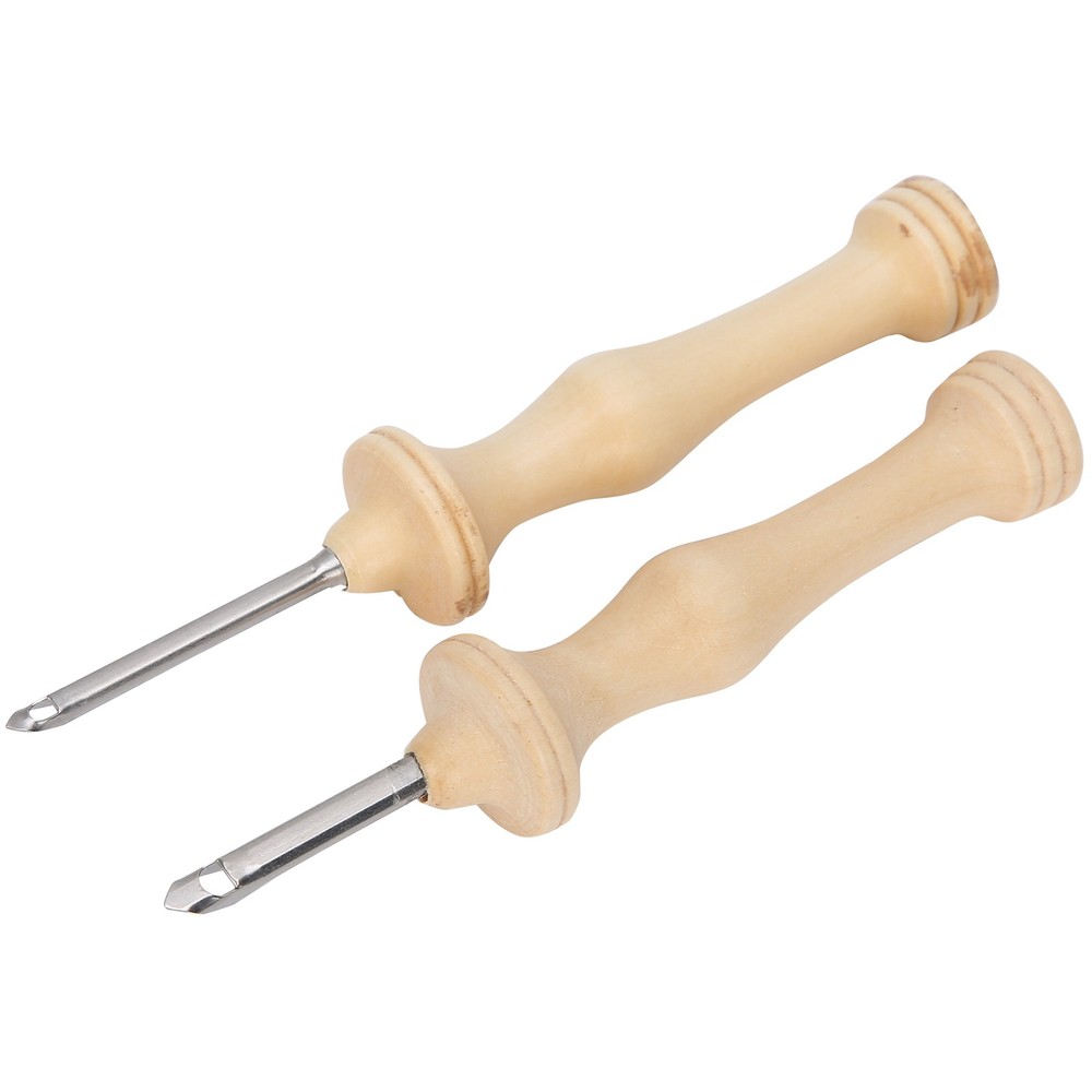 2pcs Wooden Handle Embroidery Punch Needles Sewing Tool