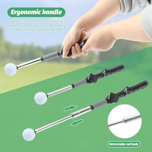Golf Swing Pro Trainer: Portable Retractable Stick with Click Feedback for