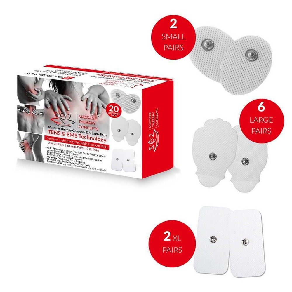 TENS Unit Snap-On - Combo Pack Electrode Pads - 10 Replacement Pairs