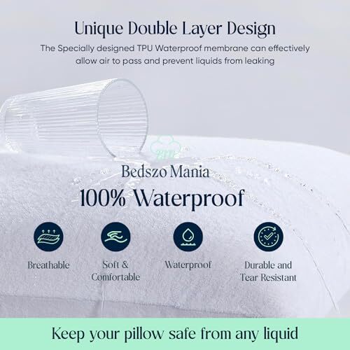 Pillow Protector Envelope Pack of 2 Queen Size – Waterproof Bed Bug Proof Pil...